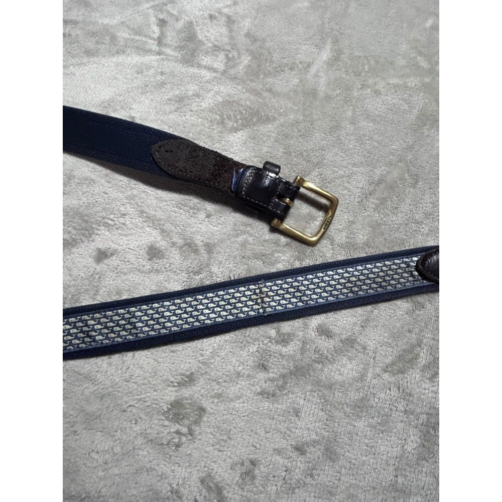 Vineyard Vines Belt Men Size 44 Blue Whale Canvas Club Casual